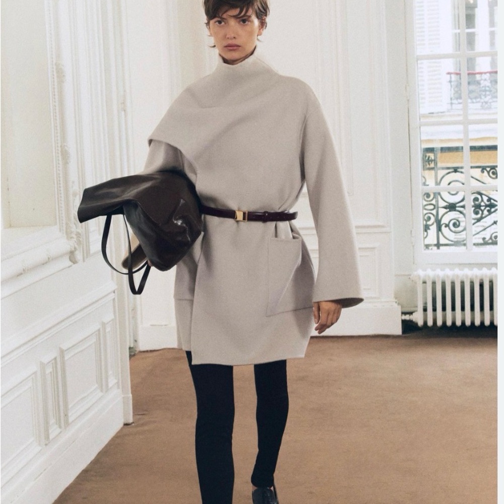 Zara Wool Blend Scarf Coat ZW Collection